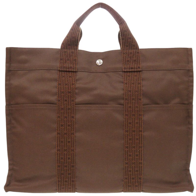 Hermes Her Line Tote MM Canvas Brown Tote Bag Brown 1817 Hermes Men's