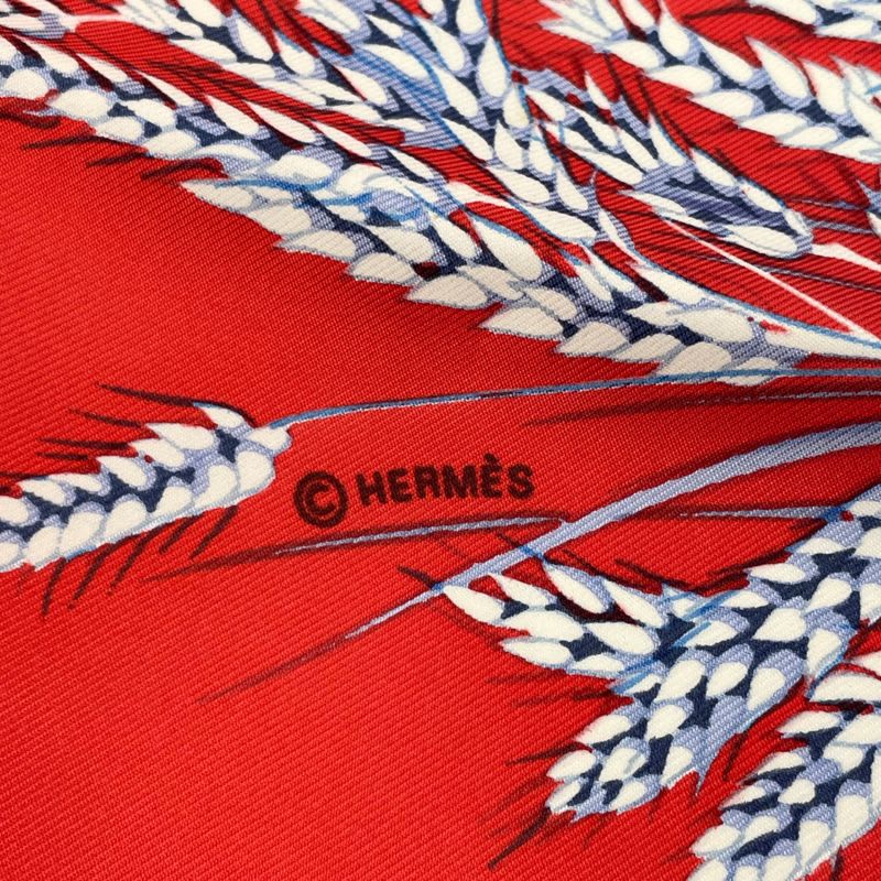 Hermes Scarf Silk Carre 90 Lapins DANS UN Champ de Wheat Field And Rabbit Red