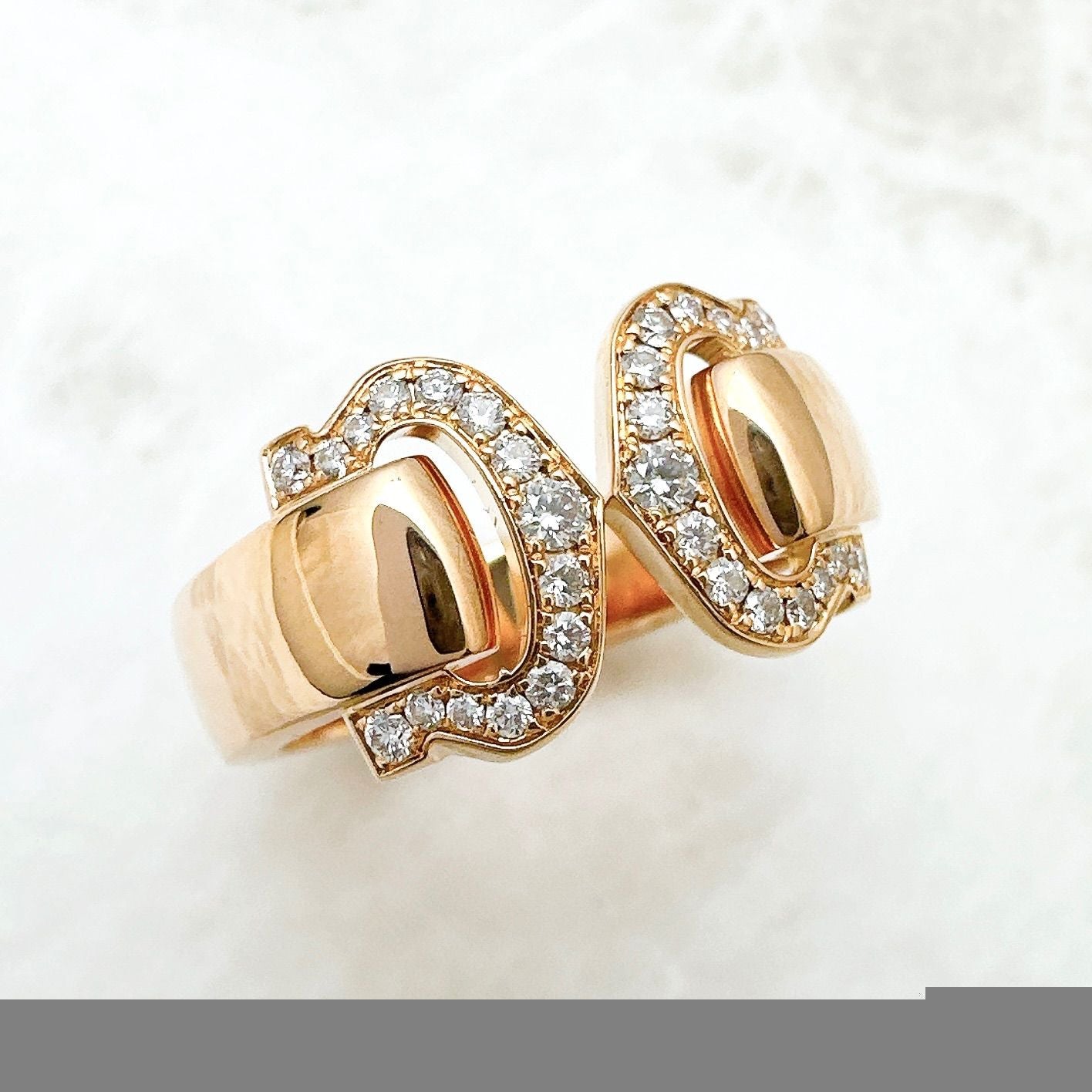 Cartier 2c Boucluse Diamond Pink Gold Ring 51