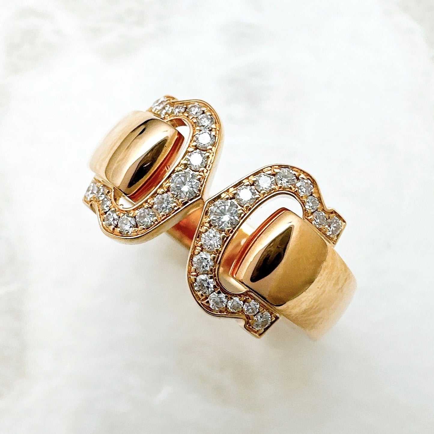 Cartier 2c Boucluse Diamond Pink Gold Ring 51