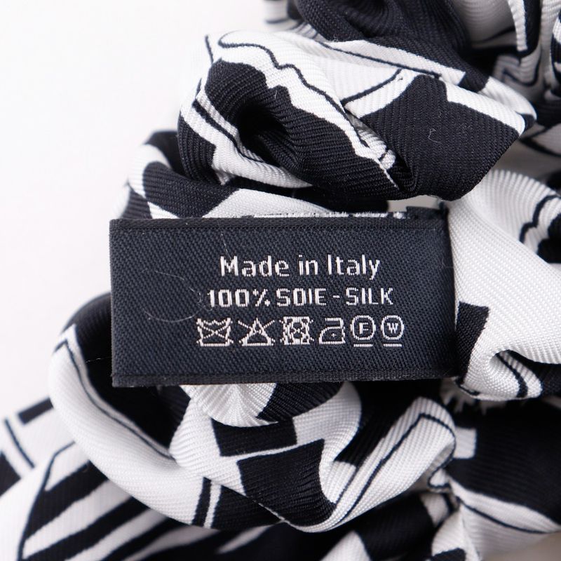 Chanel Ribbon Scrunchie Coco Mark Silk Black White Women's Other Accessories