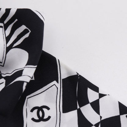 Chanel Ribbon Scrunchie Coco Mark Silk Black White Women's Other Accessories