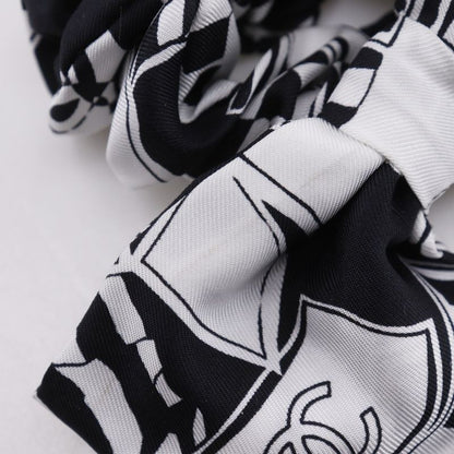 Chanel Ribbon Scrunchie Coco Mark Silk Black White Women's Other Accessories