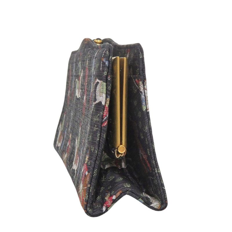 Gucci Greta Garbo Collaboration Equestrian Print Canvas Black Clutch Bag Black