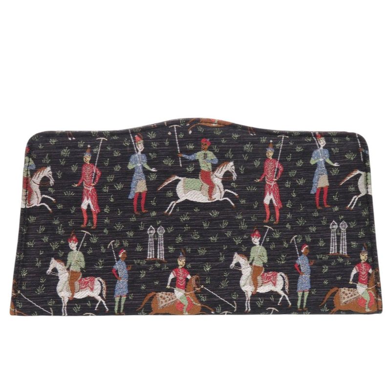 Gucci Greta Garbo Collaboration Equestrian Print Canvas Black Clutch Bag Black