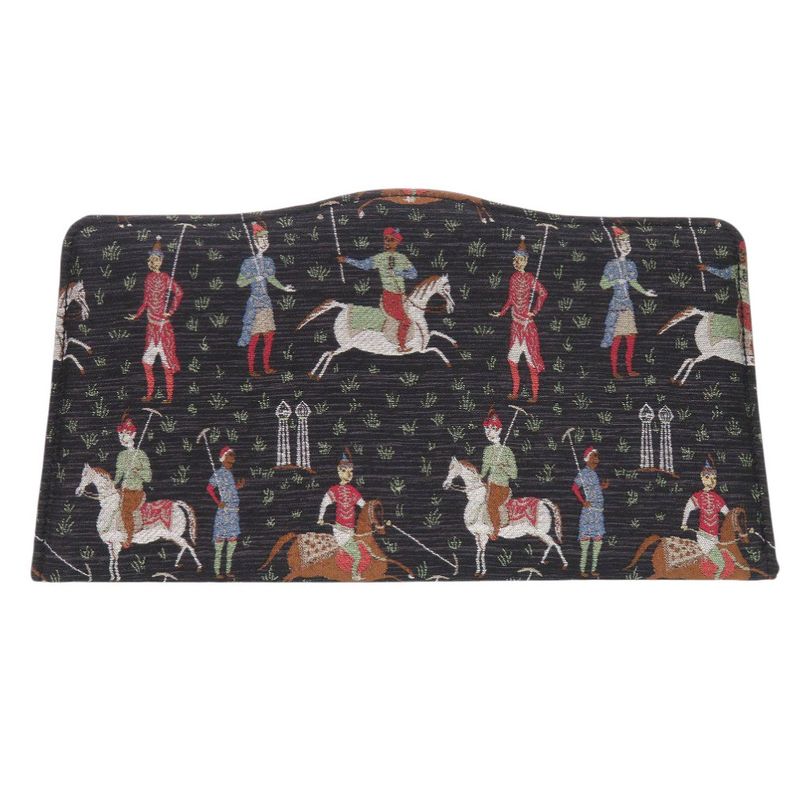 Gucci Greta Garbo Collaboration Equestrian Print Canvas Black Clutch Bag Black