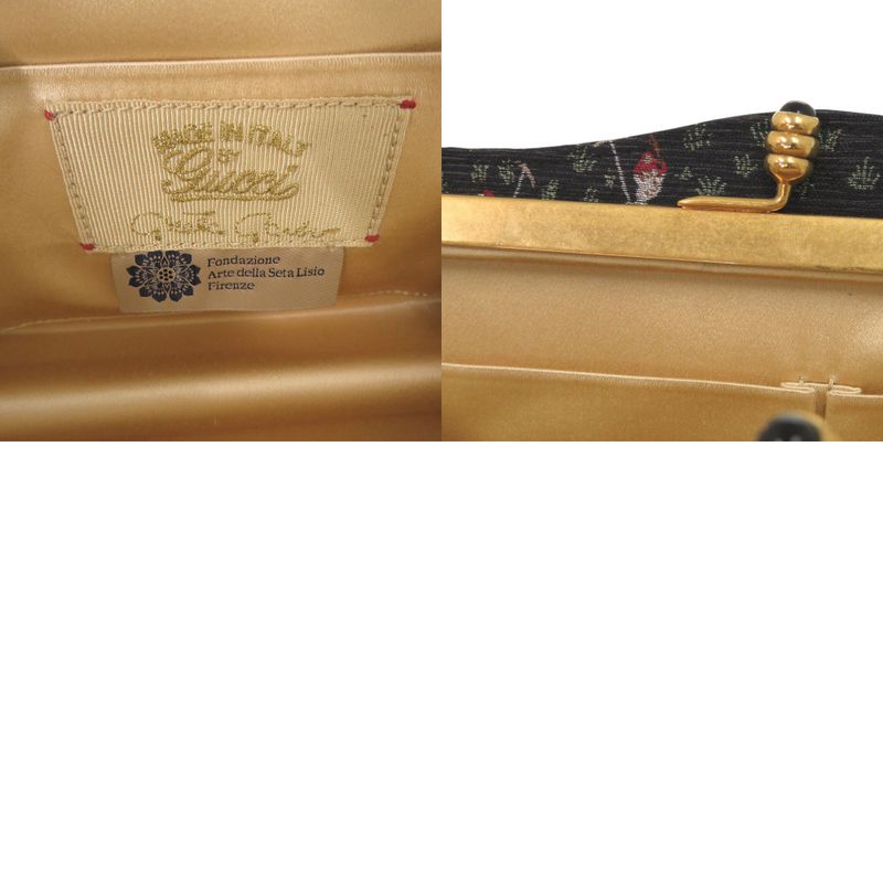 Gucci Greta Garbo Collaboration Equestrian Print Canvas Black Clutch Bag Black