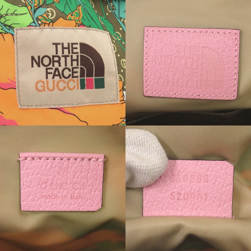Gucci North Face Collaboration 650288 Nylon Leather Pink Backpack Daypack 1548