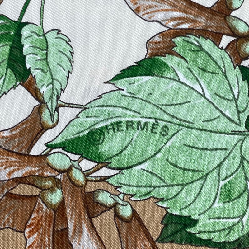 Hermes Carre 90 Scarf Silk U Coeur DES BOIS In The Forest Brown