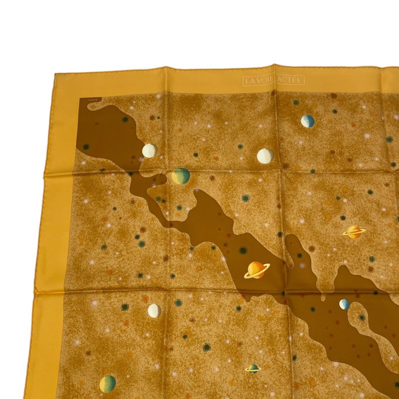 Hermes Scarf Silk Carre 90 Lavoie Lactee Milky Way Yellow