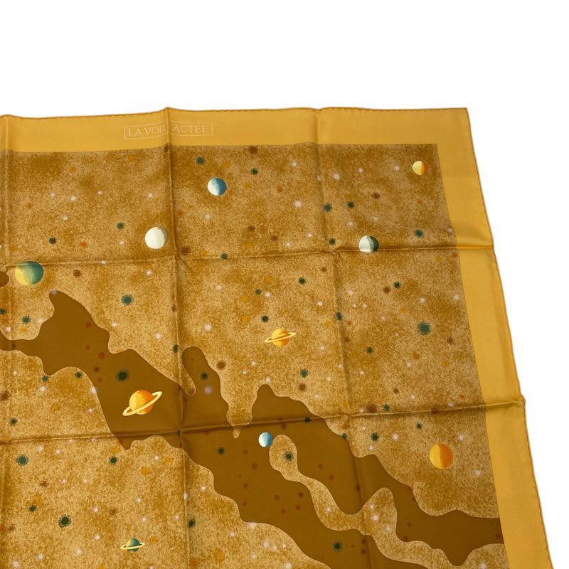 Hermes Scarf Silk Carre 90 Lavoie Lactee Milky Way Yellow