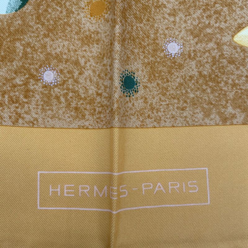 Hermes Scarf Silk Carre 90 Lavoie Lactee Milky Way Yellow