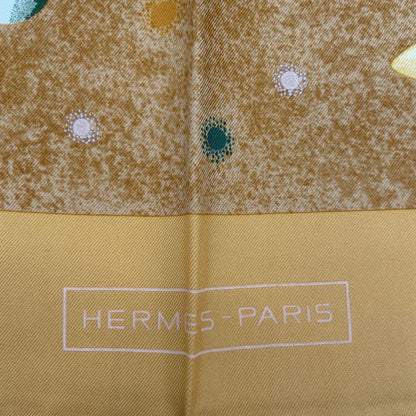 Hermes Scarf Silk Carre 90 Lavoie Lactee Milky Way Yellow