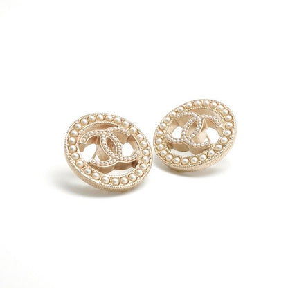 Chanel Earrings Earring Gold Coco Mark Pearl