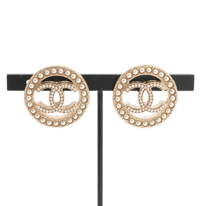 Chanel Earrings Earring Gold Coco Mark Pearl