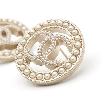 Chanel Earrings Earring Gold Coco Mark Pearl