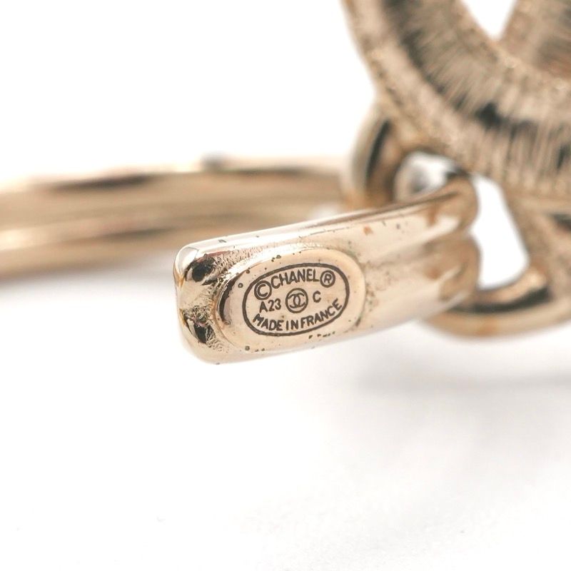 Chanel Earrings Cocomark Hoop Rhinestone Gold