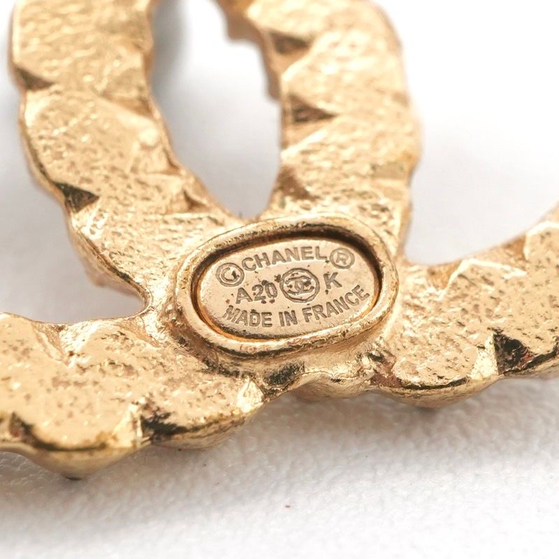 Chanel Earrings Earring Gold Coco Mark Rhinestone Pearl