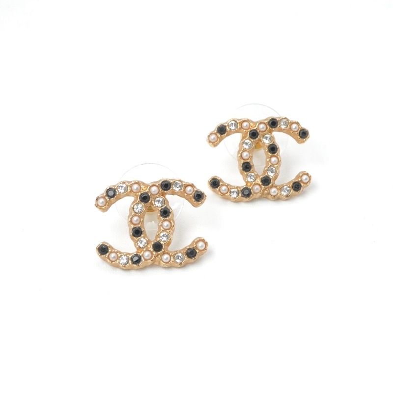 Chanel Earrings Earring Gold Coco Mark Rhinestone Pearl
