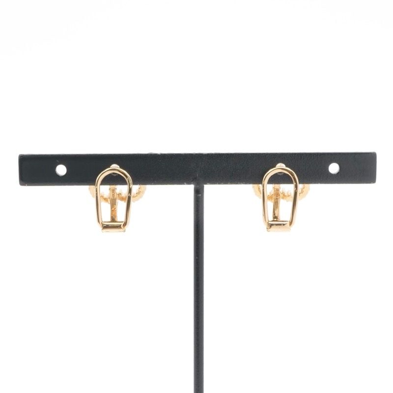 Christian DIOR Petit CD Earrings Earring Gold CD Clip-on Stud Earring Rhinestone