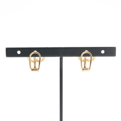 Christian DIOR Petit CD Earrings Earring Gold CD Clip-on Stud Earring Rhinestone