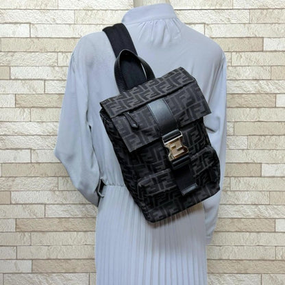 Fendiness Small Backpack Zucca Body Bag Fabric 7vz067 Black Men's Fendi Used