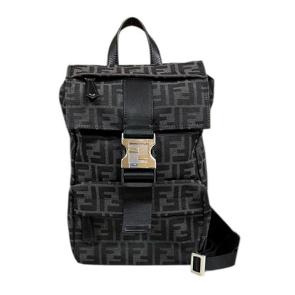 Fendiness Small Backpack Zucca Body Bag Fabric 7vz067 Black Men's Fendi Used