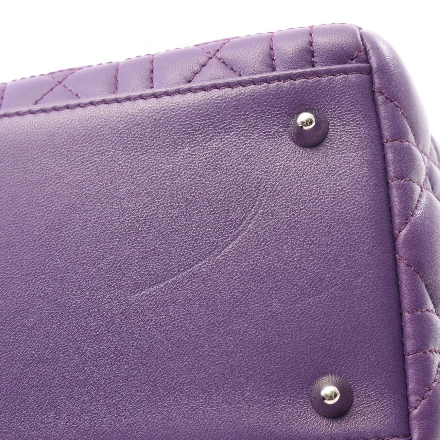 Dior Handbag Lady Dior Cal44551 Purple Leather Cannage 2way Tote Ladies B