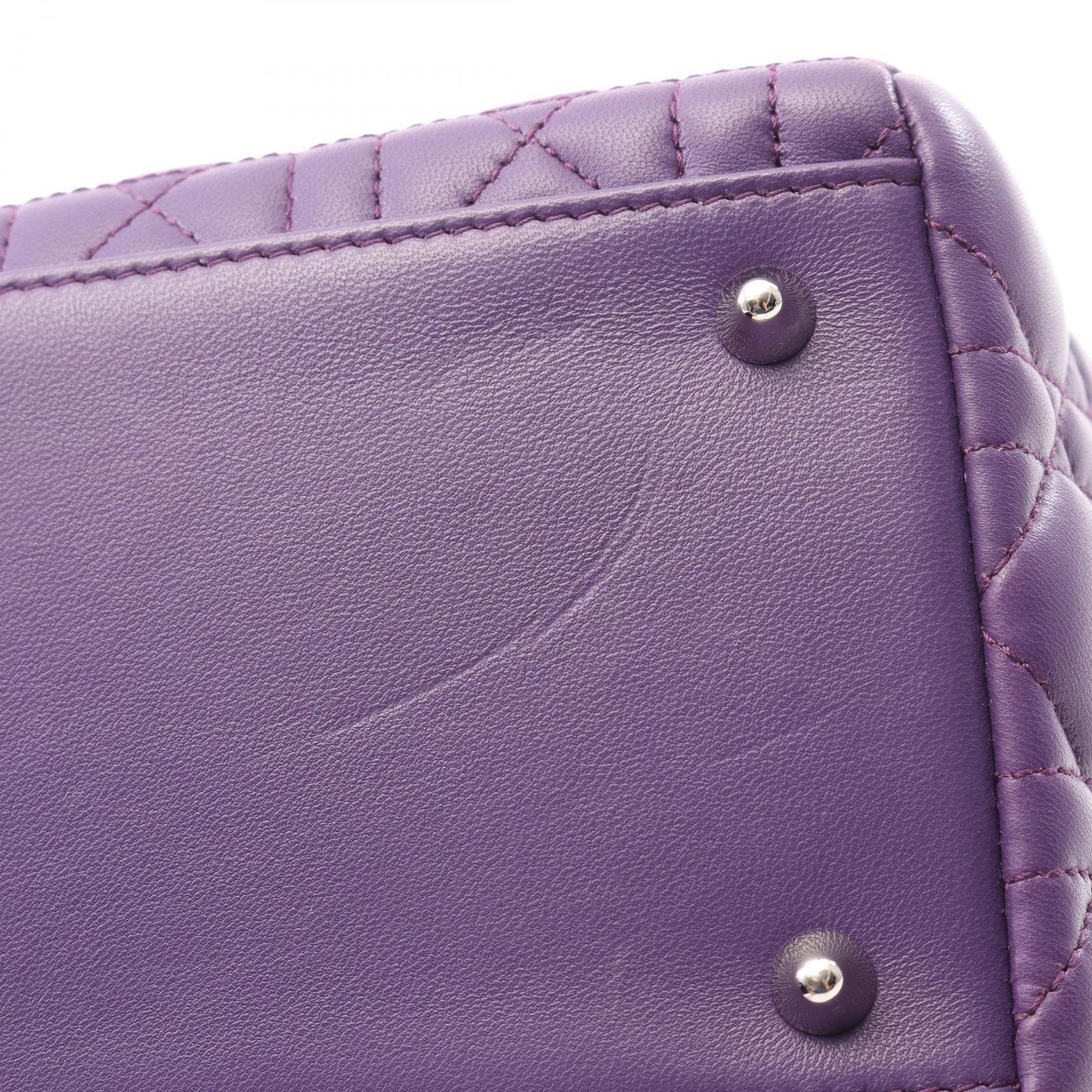 Dior Handbag Lady Dior Cal44551 Purple Leather Cannage 2way Tote Ladies B