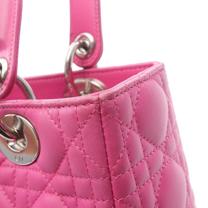 Dior Handbag Lady Dior Cannage Pink Leather Lady Dior Cannage 2way Tote Ladies