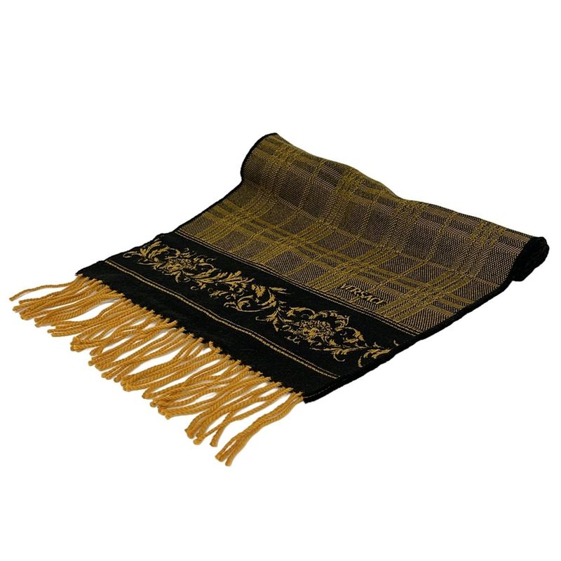 Versace Like Scarf - Black And Dark Yellow Wool