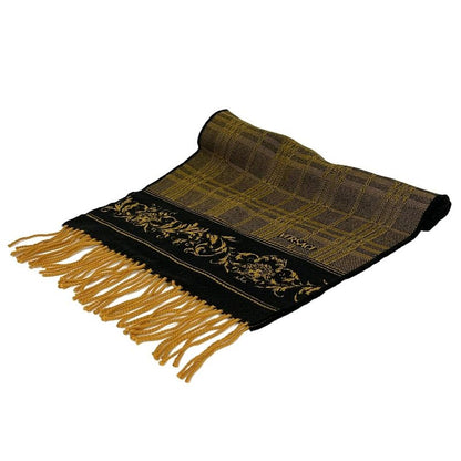 Versace Like Scarf - Black And Dark Yellow Wool