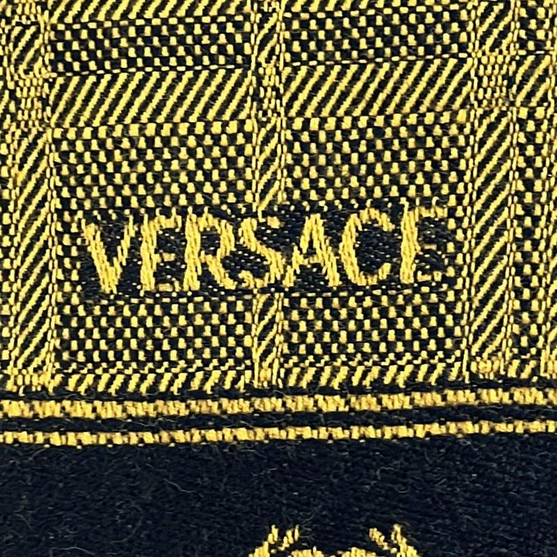 Versace Like Scarf - Black And Dark Yellow Wool