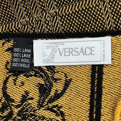 Versace Like Scarf - Black And Dark Yellow Wool