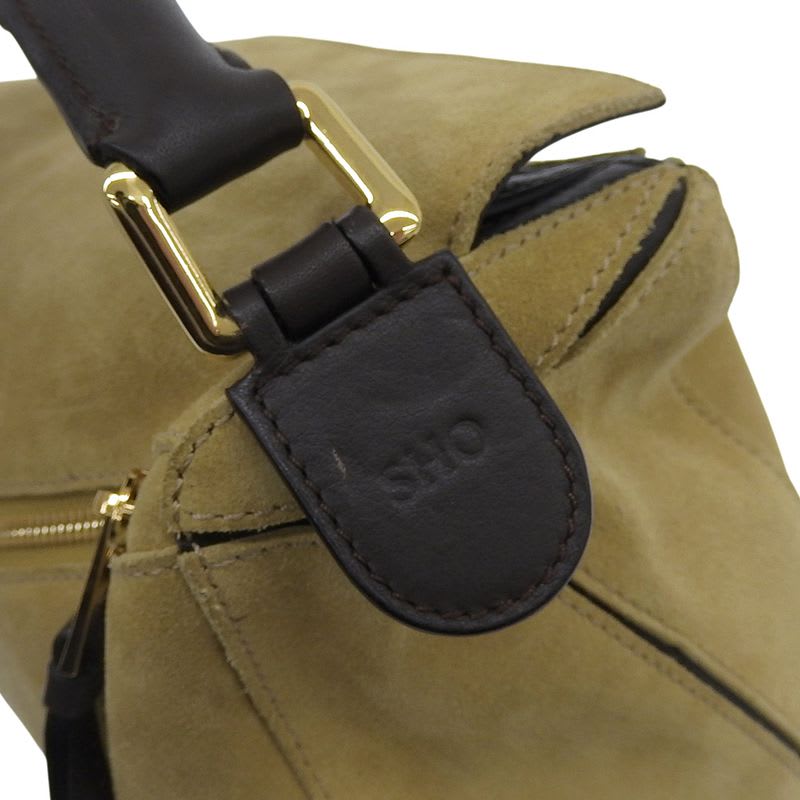 Loewe Puzzle Shoulder Suede Beige Bag