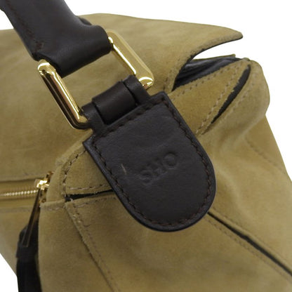 Loewe Puzzle Shoulder Suede Beige Bag