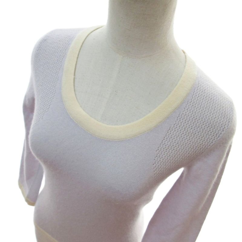 Chanel 03P Cashmere Long Sleeve Knitted Sweater Cut and Sewn 38 Sac Blue 1204 - MNK3