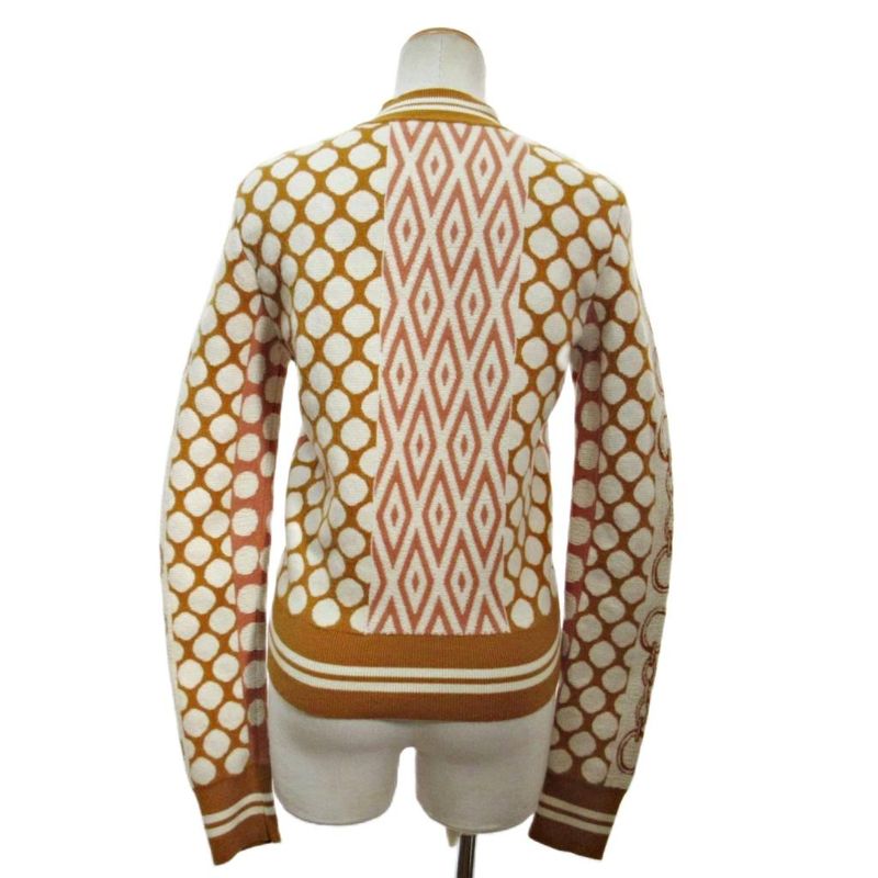 Hermes D'ancre And D'ancre Long Sleeve Knitted Sweater Cut and sewn Dotted Wool 36 Yellow Mustard 1202 - MNK3