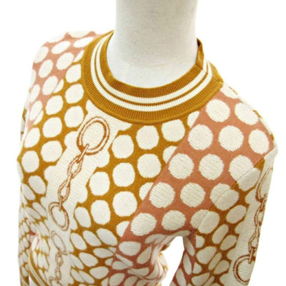 Hermes D'ancre And D'ancre Long Sleeve Knitted Sweater Cut and sewn Dotted Wool 36 Yellow Mustard 1202 - MNK3