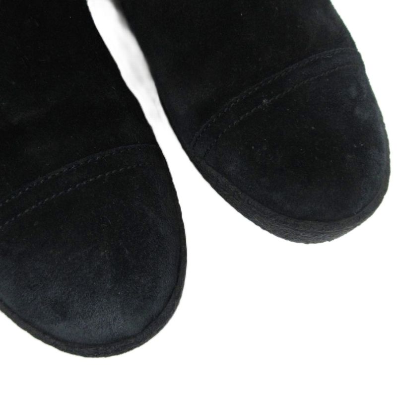 Chanel Matelasse Mouton Long Boots Coco Mark G26557 Leather 35 Black Black