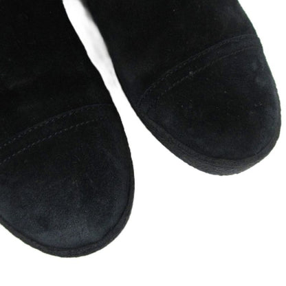 Chanel Matelasse Mouton Long Boots Coco Mark G26557 Leather 35 Black Black