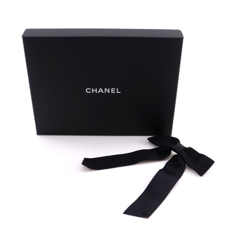 Chanel Ribbon Here Mark Satin Black 22a Ladies Barrette