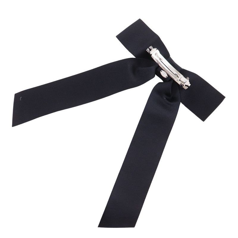 Chanel Ribbon Here Mark Satin Black 22a Ladies Barrette