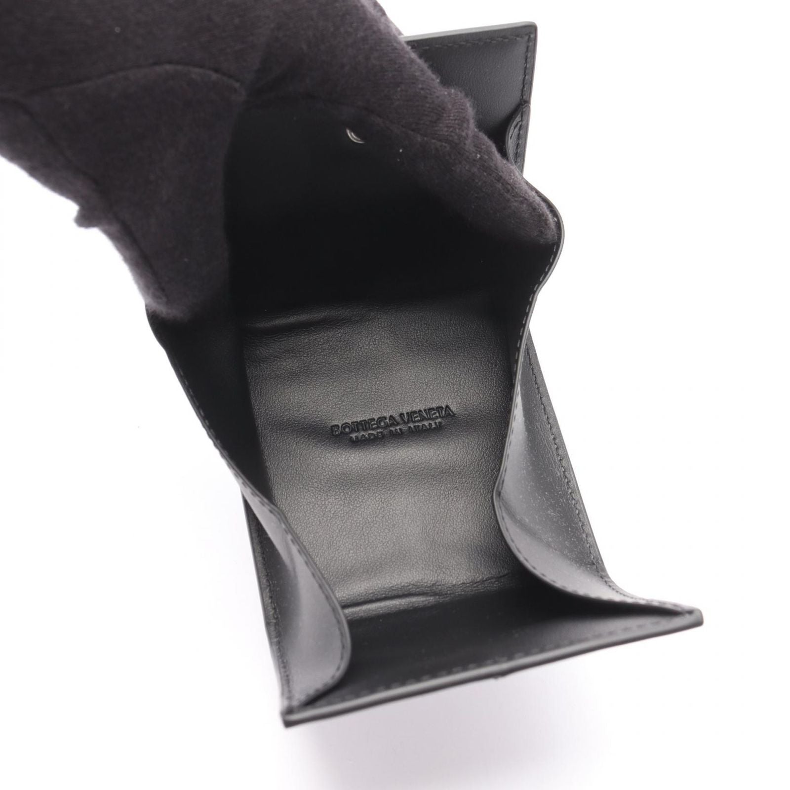 Bottega Veneta Bottega Veneta Coin Case Cassette Intrecciato Black Leather