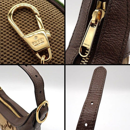 Gucci Shoulder Bag Ophidia Mini Camel Ebony Jumbo GG Canvas