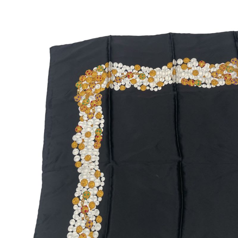 Chanel Scarf Silk Accessory Pattern Black