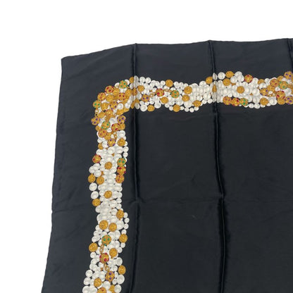 Chanel Scarf Silk Accessory Pattern Black