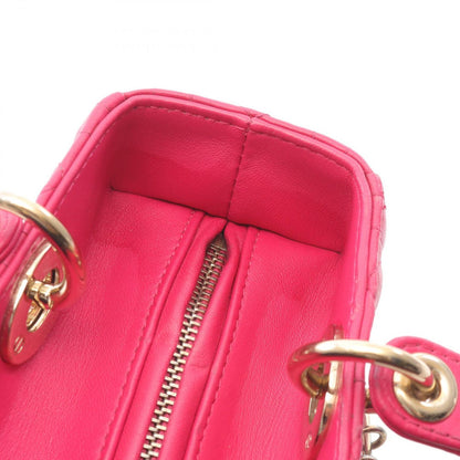 Dior Handbag Lady Dior Cannage Magenta Leather Lady Dior Cannage 2way Tote