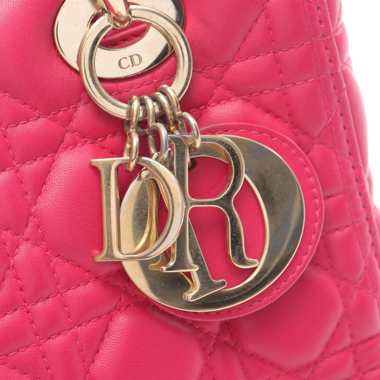 Dior Handbag Lady Dior Cannage Magenta Leather Lady Dior Cannage 2way Tote