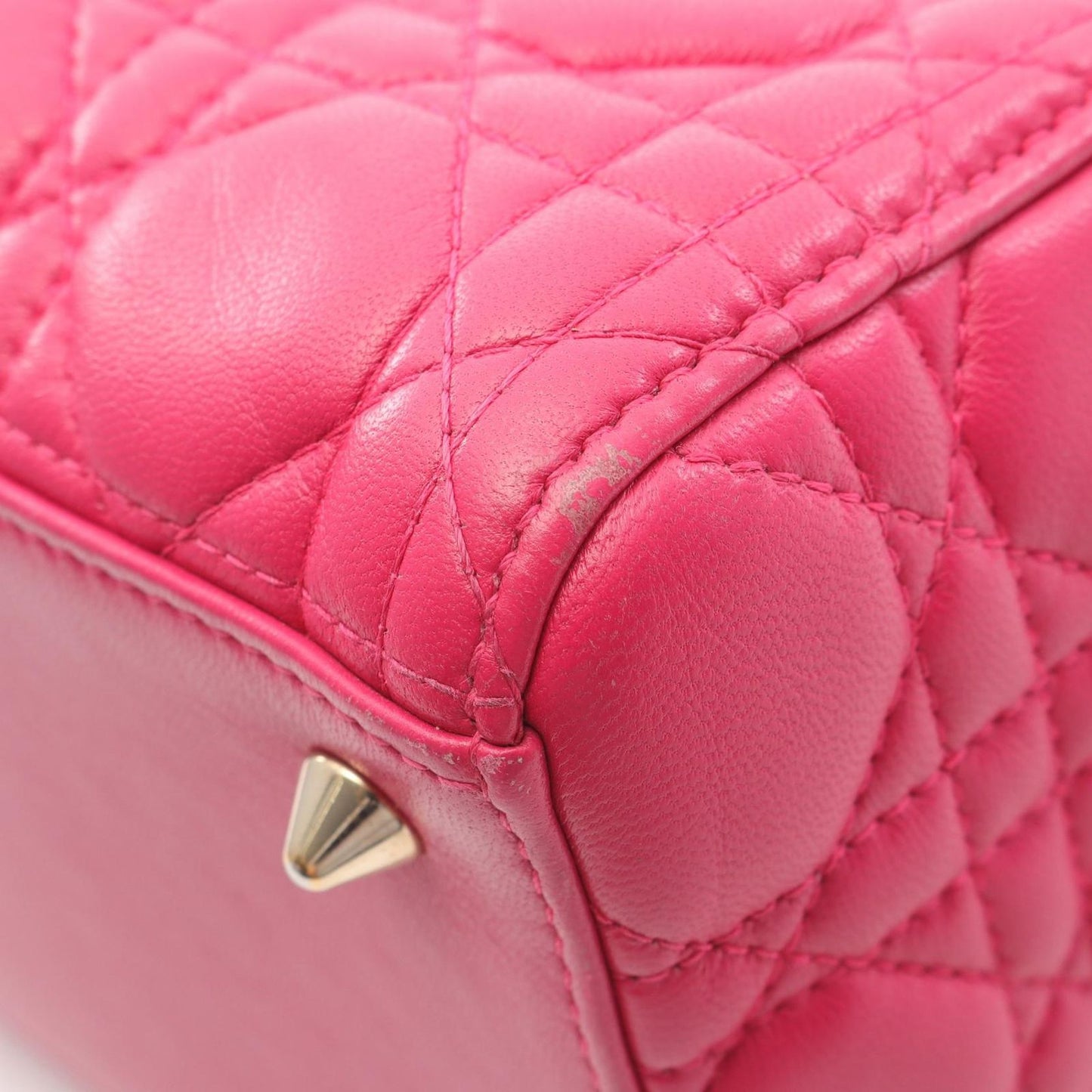 Dior Handbag Lady Dior Cannage Magenta Leather Lady Dior Cannage 2way Tote